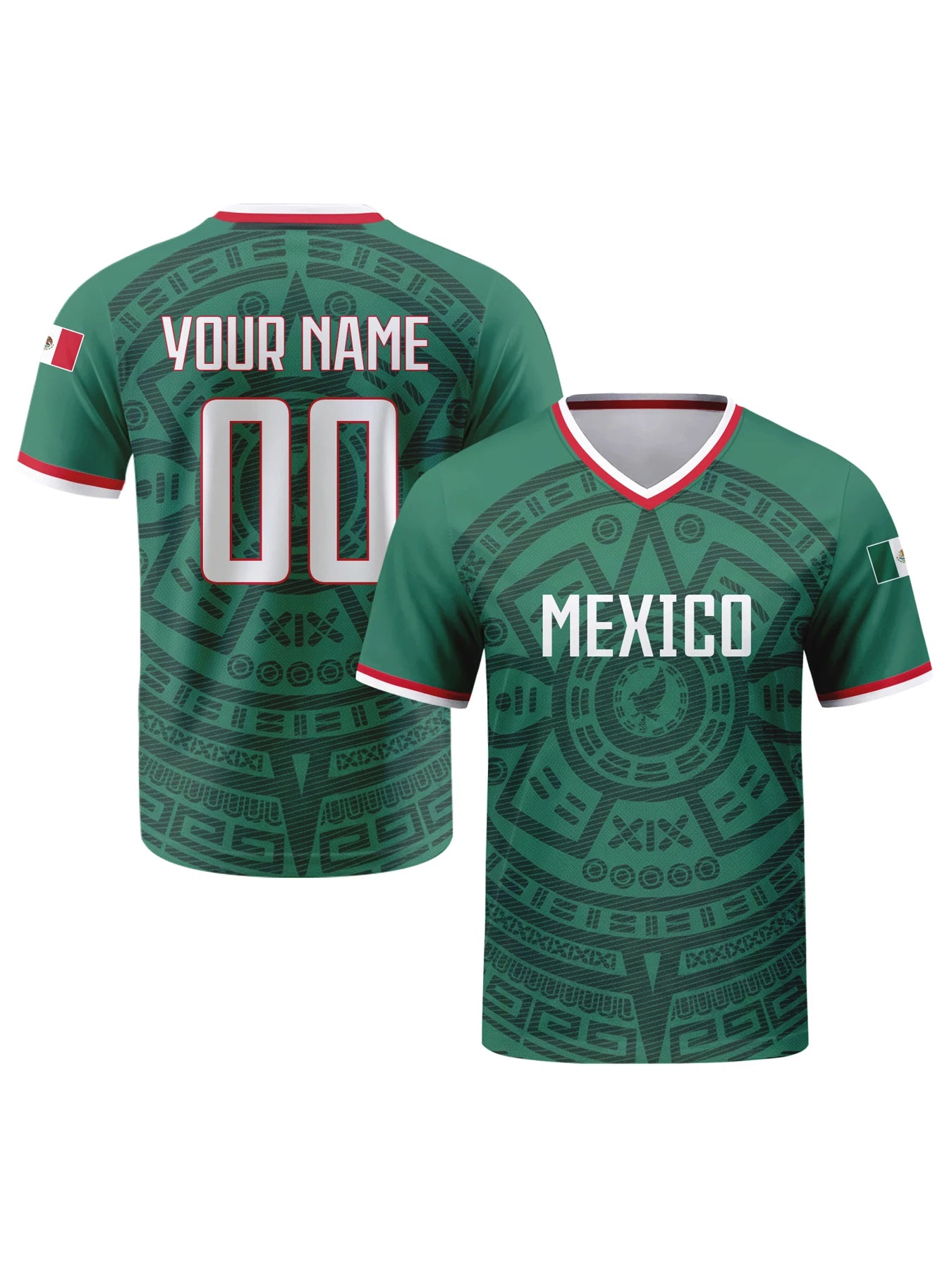 Custom Mexico Football Jersey Personalized with Name Number V-neck Soccer National Team Shirt for Men Youth Women