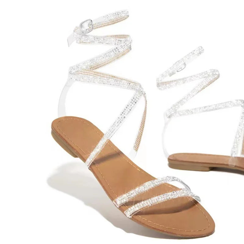 2023 Rhinestone Sandals, Summer's New Plus-size Sandal Flats